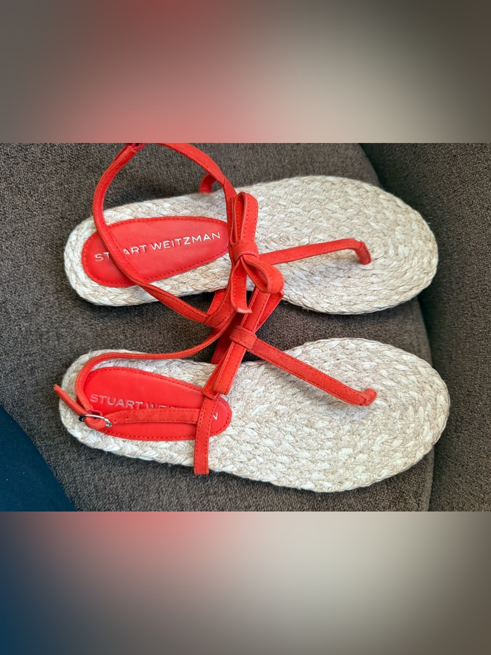 Stuart Weitzman Coral Bow Thong Espadrille Sandals - Picture 4 of 9